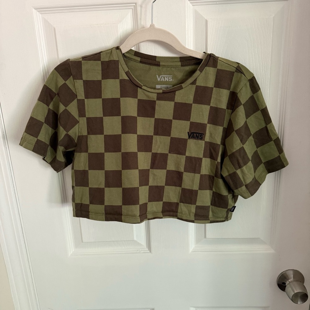 Vans Green and Brown Checkered Crop Top